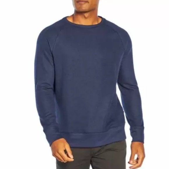 NWT1563 Banana Republic Men’s Waffle Crew Sweatshirt, Mid-weight (Navy) - Picture 1 of 4